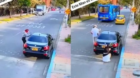 Estaba con su amante en el auto, llegó su novia y utilizó una insólita estrategia
