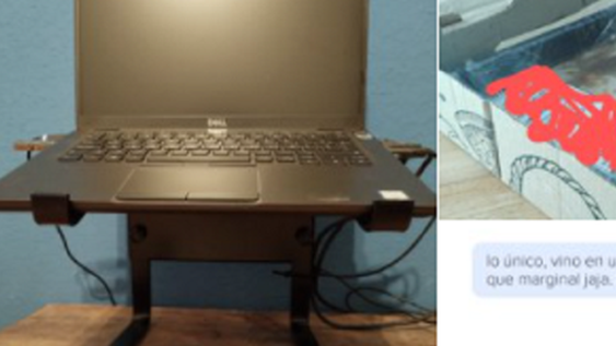 Compró un soporte para su notebook y le llegó en un embalaje muy particular