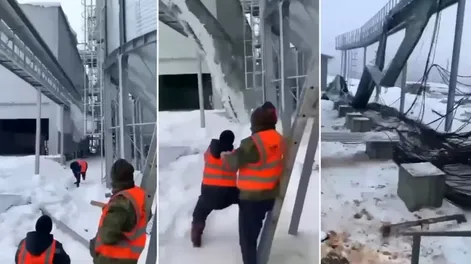 [VIDEO] Intentaron remover nieve acumulada y provocaron un desastre