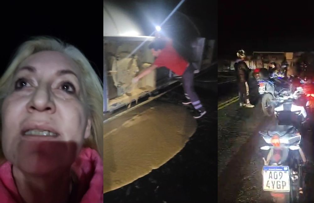 Vuelco del camión cerca de la Difunta Correa: el impactante video de una mujer que vio todo.
