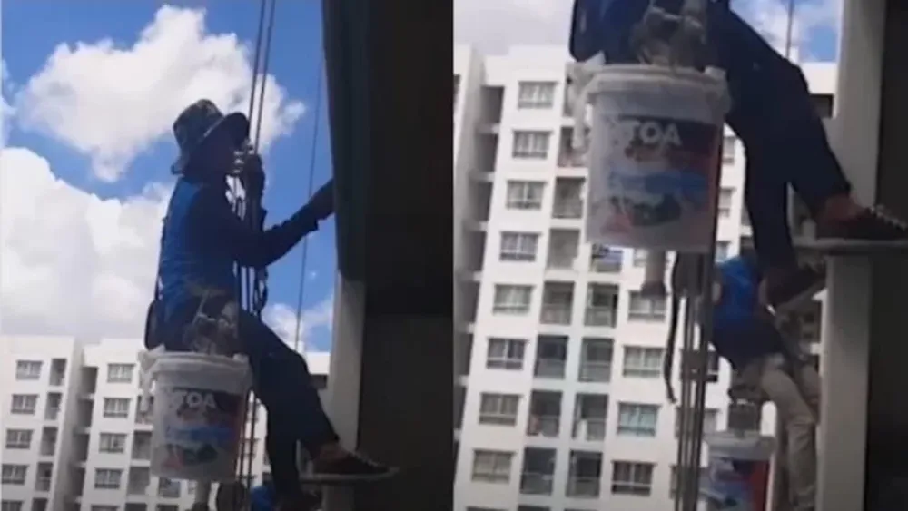 Cortó los cables de seguridad de pintores que trabajaban en el piso 32 de su edificio