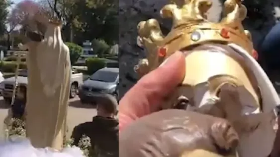 Una imagen de la Virgen se cayó en pleno inicio de una procesión y quedó destrozada