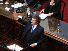 El presidente Javier Milei durante su discurso. El presidente Javier Milei durante su discurso.