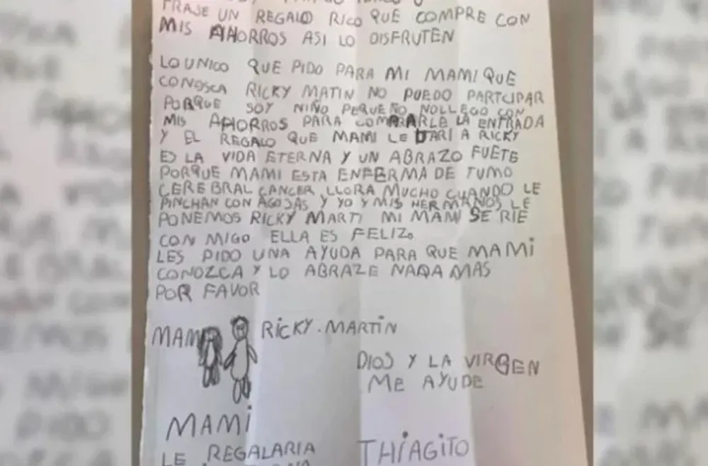 Un nene gastó sus ahorros para que su mamá con cáncer pueda conocer a Ricky Martin
