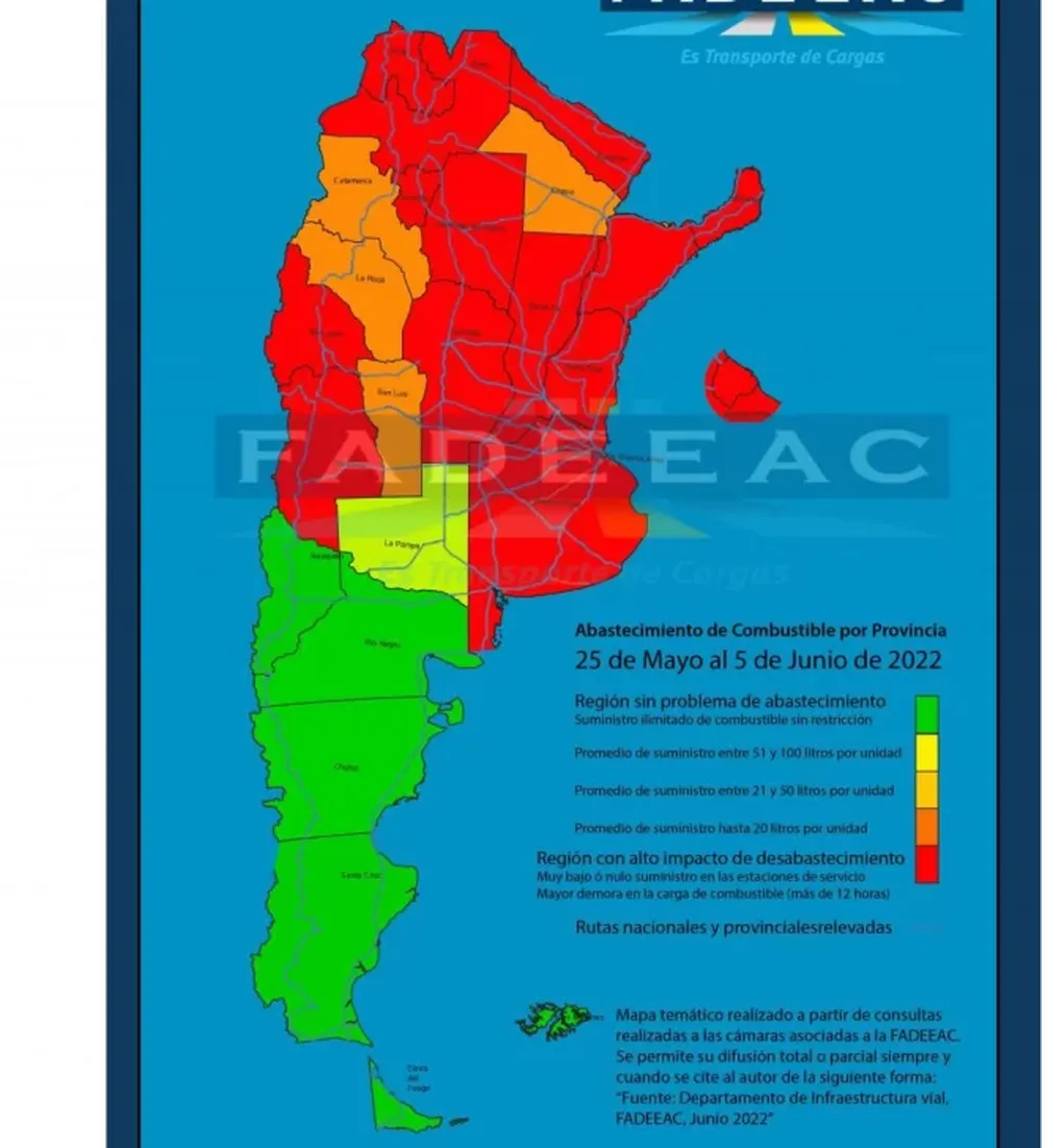 19 provincias sin gasoil