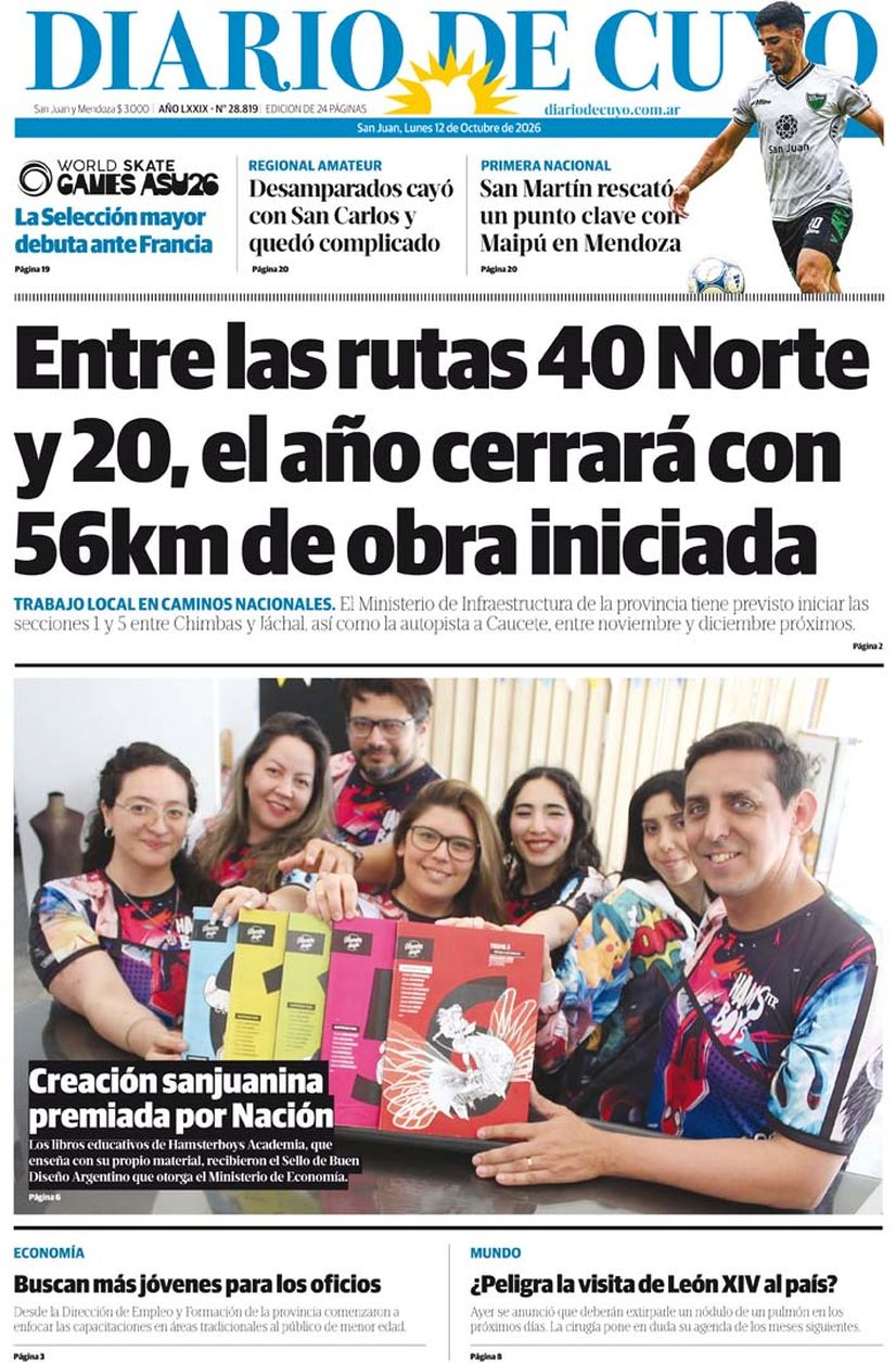 Diario de Cuyo | Tapa Edición 12 de Octubre 2026