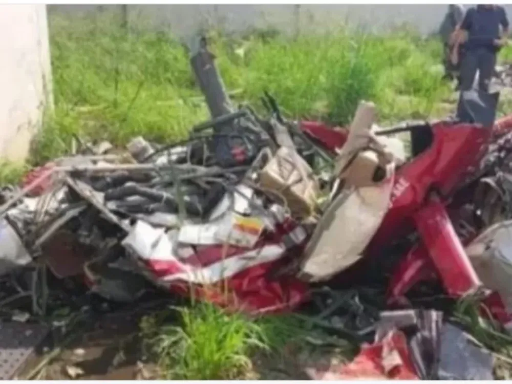 Un helicóptero chocó contra un árbol, cayó en la vía pública y desató una tragedia