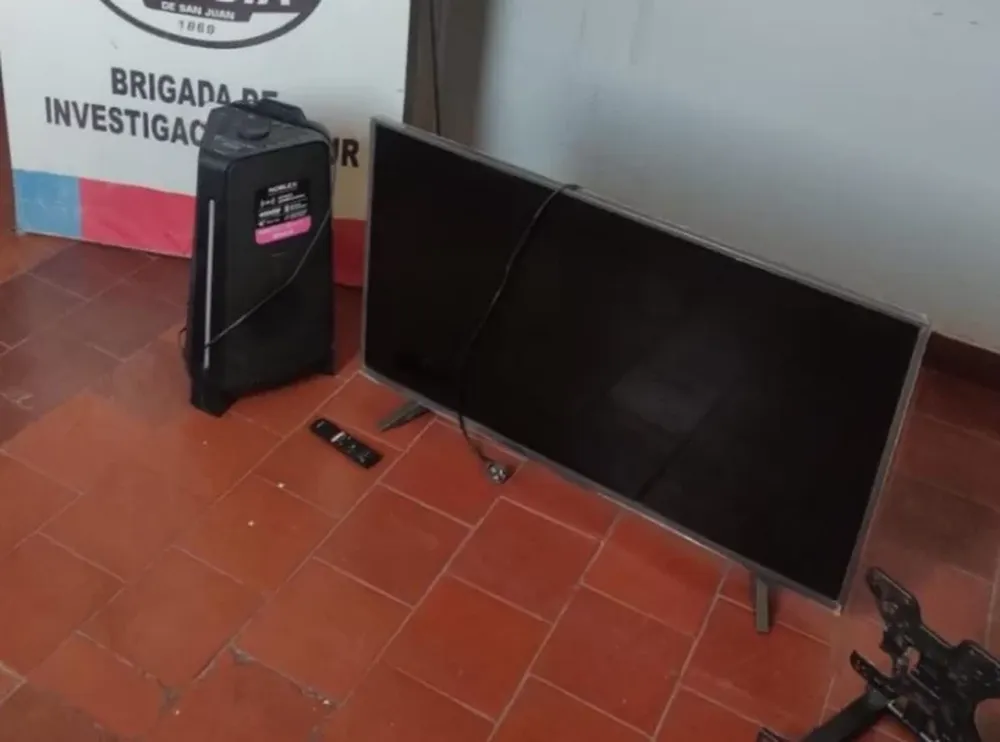 Robaron un TV y un parlante, pero al ser descubiertos, descartaron lo sustraído y se fugaron