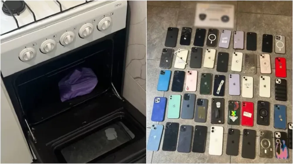 Descubrieron un depósito de celulares robados: había 46 iPhones y estaban escondidos en un horno