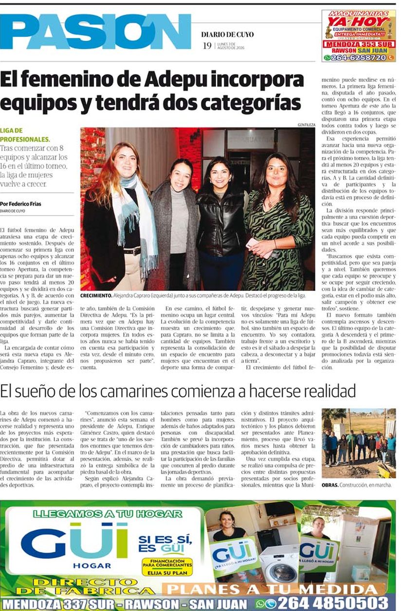 Diario de Cuyo | Tapa Pasión 3 de Agosto 2026