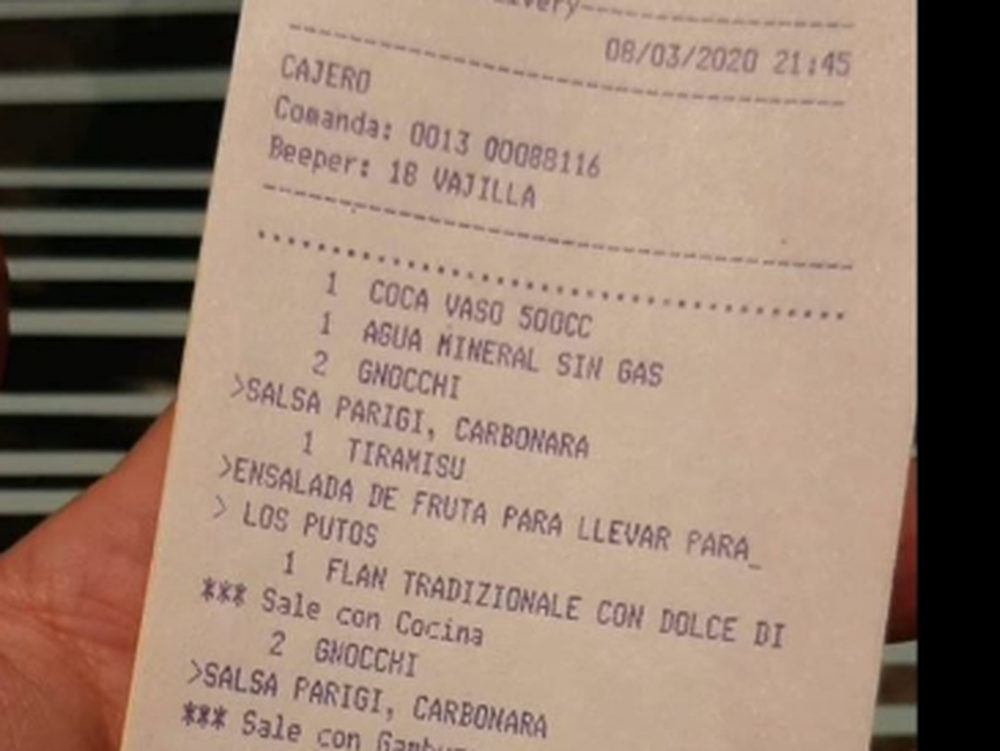 Polémica por una expresión homofóbica en el ticket de un restaurante