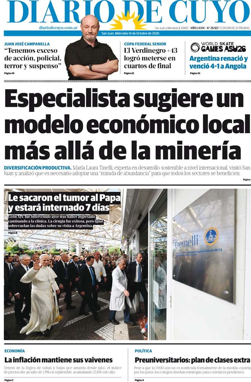 Diario de Cuyo | Tapa Edición 14 de Octubre 2026