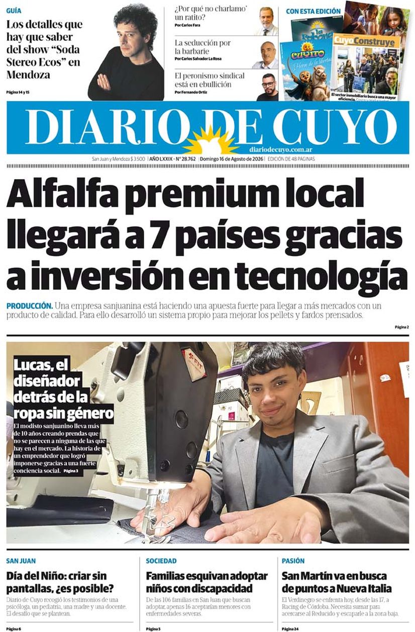 Diario de Cuyo | Tapa Edición 16 de Agosto 2026