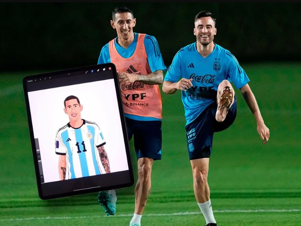 Nicolás Tagliafico dibujó a mano alzada a Ángel Di María y dejó a todos sin palabras