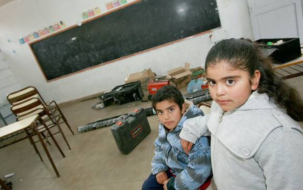 En la escuela, pero sin clases