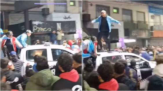 [video] festejos desmedidos: hinchas robaron un patrullero tras el triunfo de la seleccion argentina