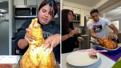 Le hizo creer a su novio que cocinó a una gallina embarazada y su reacción se volvió viral
