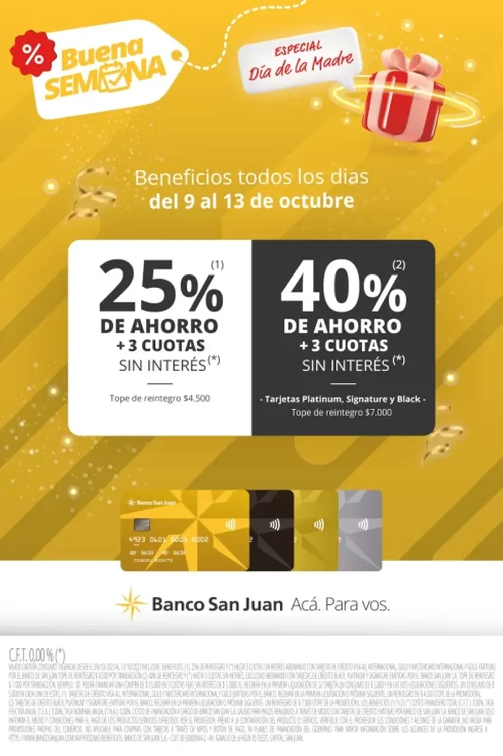 Día de la Madre: hasta 40% de descuento, 3 y 6 cuotas sin interés con tarjetas de Banco San Juan