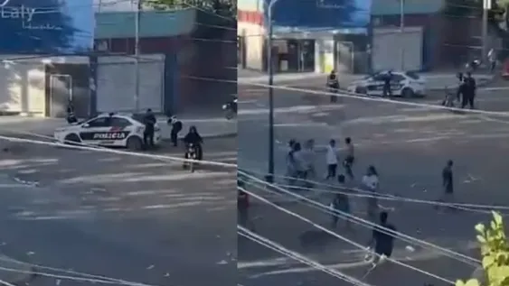 VIDEO: detenido abrió la puerta del patrullero y escapó corriendo