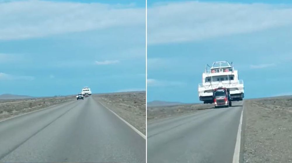 Insólito: un automovilista se cruzó con un barco en la Ruta 40