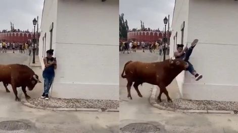 Grababa una corrida de toros, se distrajo con el celular y sufrió una brutal corneada
