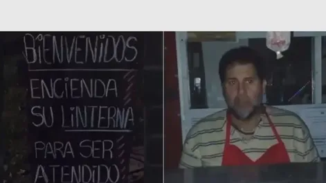 Cansado de pagar facturas de luz casi millonarias, un carnicero atiende con linternas para ahorrar