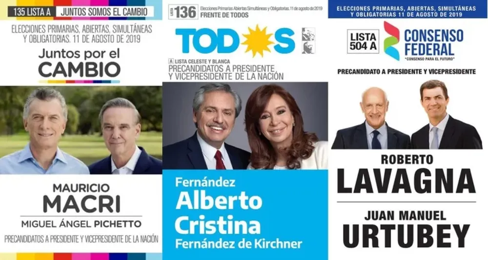Todas las boletas de los candidatos a presidente para las PASO