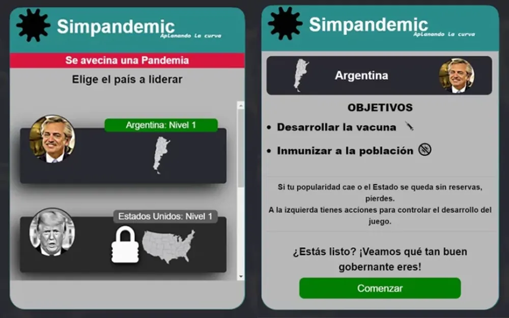 Simpandemic, el juego en el que asumís el rol de presidente para combatir la pandemia