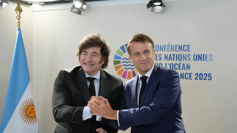Javier Milei se reunió con Emmanuel Macron en Francia en un encuentro de la ONU