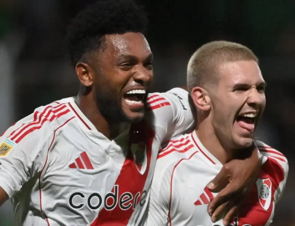 DESEQUILIBRANTES. Miguel Borja y Mastantuono fueron verdugos de San Martín en San Juan y hoy estarán ante Riestra en un partido complejo para River.