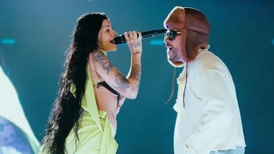 Cazzu se reencontró con Bad Bunny en la segunda noche en River