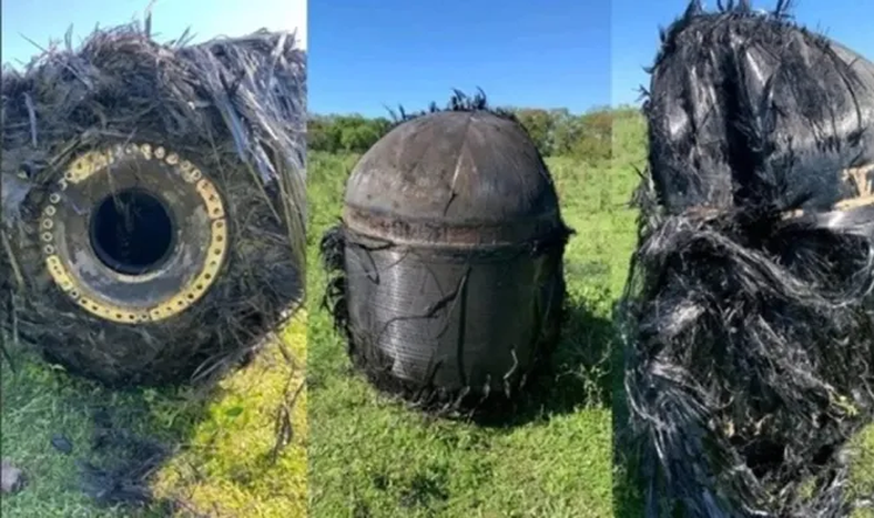 El objeto hallado en el campo es compatible con una parte de un tanque de combustible de una nave espacial.