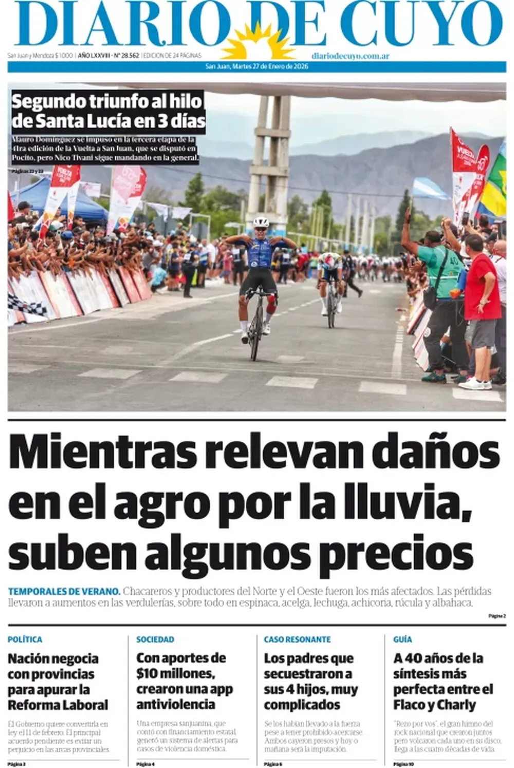 Tapa Edición 27 de Enero 2026