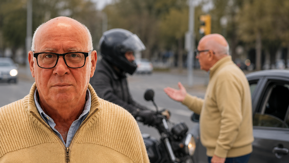 El juez Enrique Mattar dijo que no se dio cuenta que había sido impactado por la moto. Imagen recreada con IA.&nbsp;