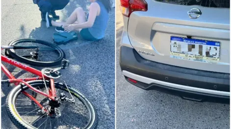 Una  ciclista fue atropellada por un auto y terminó en el hospital