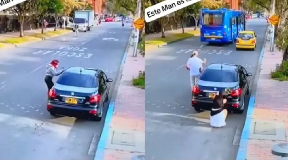 Estaba con su amante en el auto, llegó su novia y utilizó una insólita estrategia