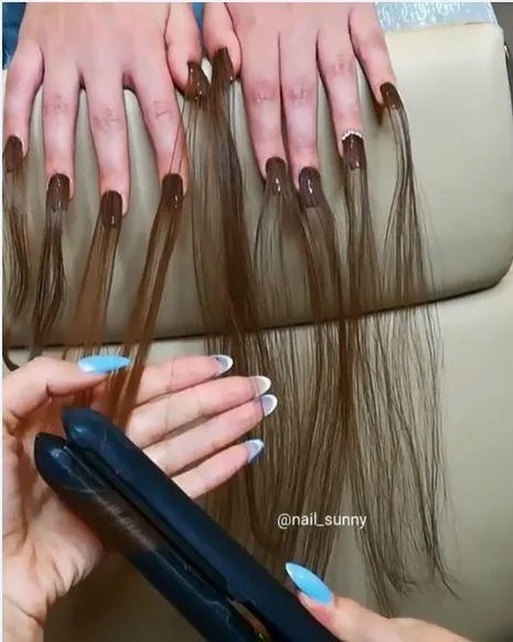 Furor en las redes por nueva moda de uñas con pelo