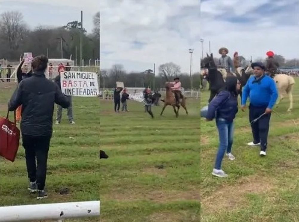 Jineteada violenta: proteccionistas fueron atacados a rebencazos