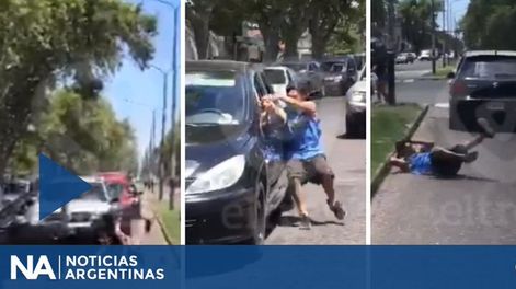 Dos conductores protagonizaron una feroz pelea y uno fue arrastrado