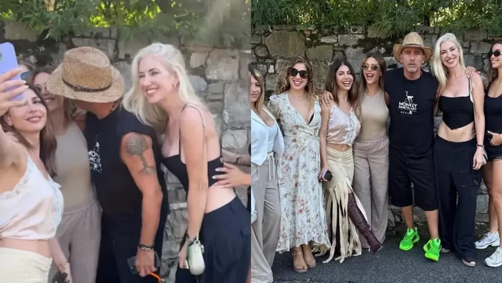 Evangelina Anderson junto a Eros Ramazzotti.-