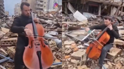 Tocando entre los escombros en Beirut.