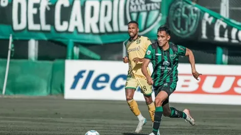 Salida. Ayrton Portillo es el dueño del lateral derecho en San Martín y estará este sábado en el Minella, en la tremenda definición del descenso en la Liga Profesional ante Aldosivi.