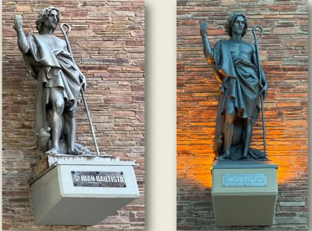 Las seis esculturas históricas que ornamentan la Catedral de San Juan fueron oficialmente restituidas a sus lugares originales.