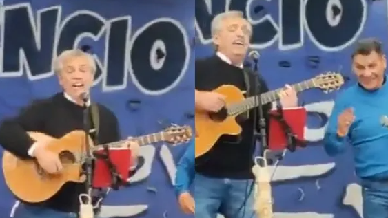 Alberto Fernández cantó y tocó la guitarra en un acto por la Revolución de Mayo