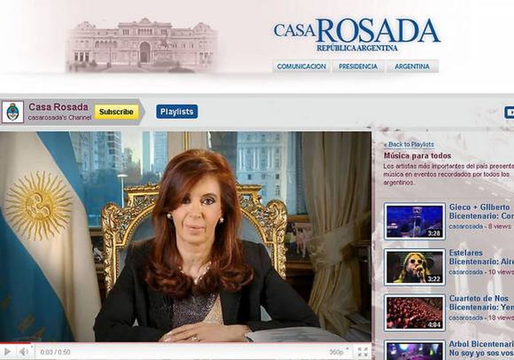 CFK estrenó un nuevo canal oficial en Youtube