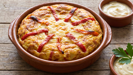receta de tortilla de papas con morron al horno, rapida y facil