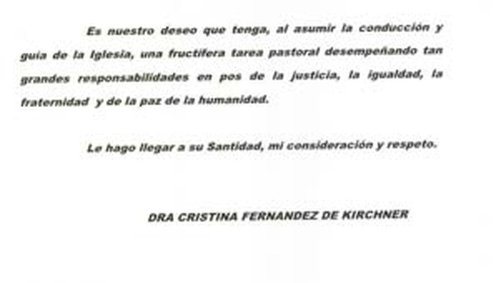CFK felicitó a Bergoglio