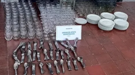 Desvalijó la vajilla de un salón de eventos y lo detuvieron 10 días después junto al botín