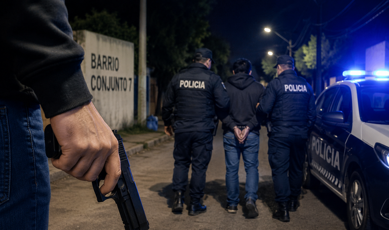 El hecho ocurrió en el Barrio Conjunto 7, en Pocito. Imagen creada con IA.