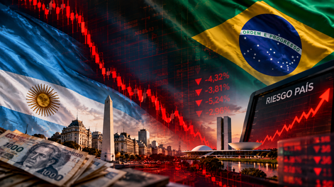 El efecto Brasil golpea a Argentina: el riesgo país llegó a 745 puntos y caen las acciones.